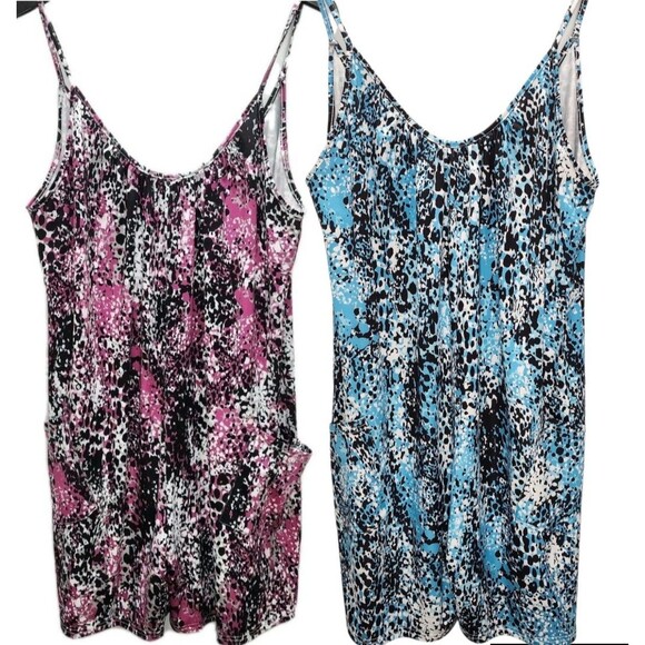 Rompers Set Of 2 Womens 2XL Scoop Neck Pockets Unbranded Pink Black Blue Casual - Picture 2 of 16